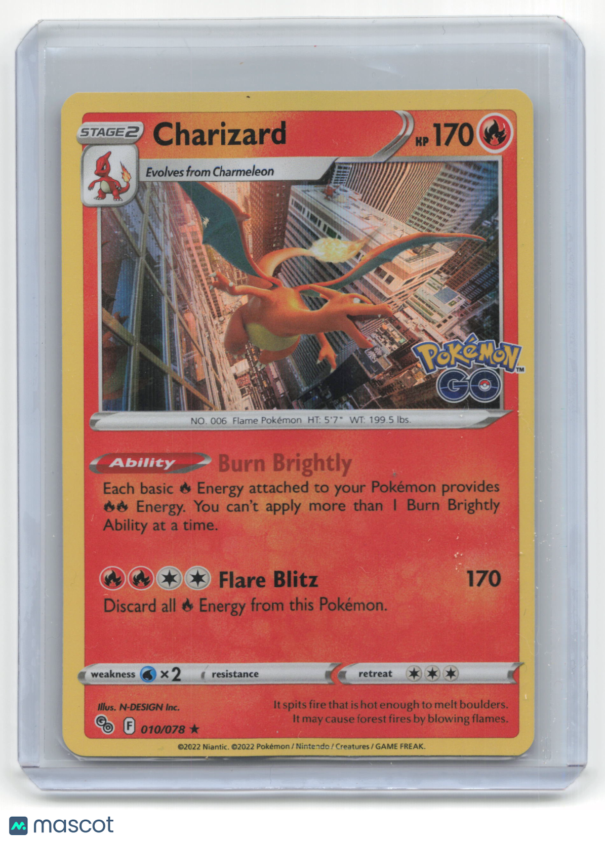 2022 Pokemon Charizard Pokémon GO #10/78 Near Mint