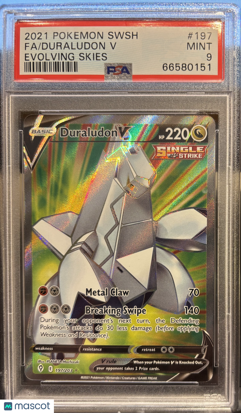 2021 Pokemon Duraludon V Sword & Shield Evolving Skies #197/203 PSA 9
