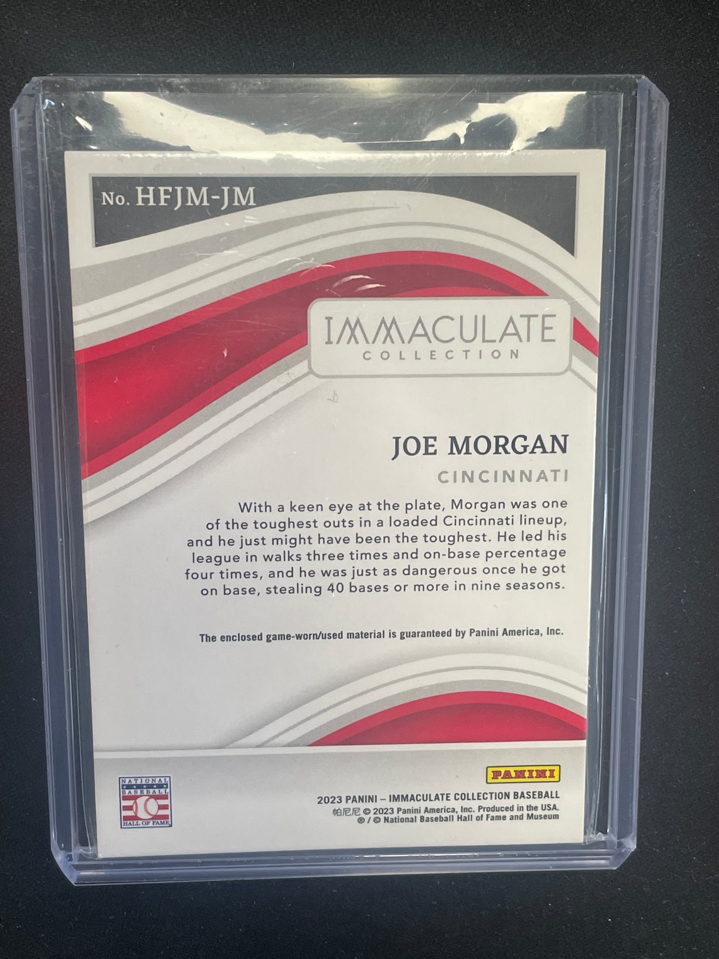 2023 Immaculate Baseball Joe Morgan Relic /25