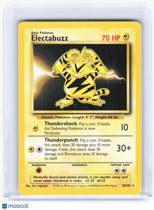 1999 Pokemon—Electabuzz #20/102 Base Set—Rare Non-Foil