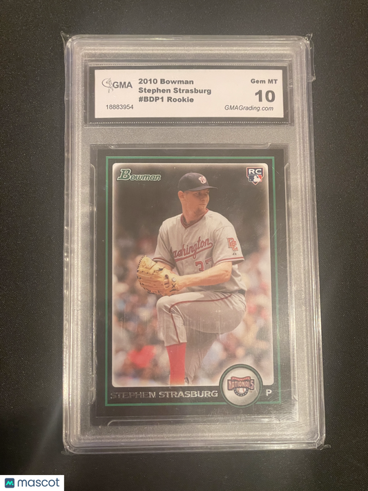 2010 Bowman Baseball Stephen Strasburg GMA 10