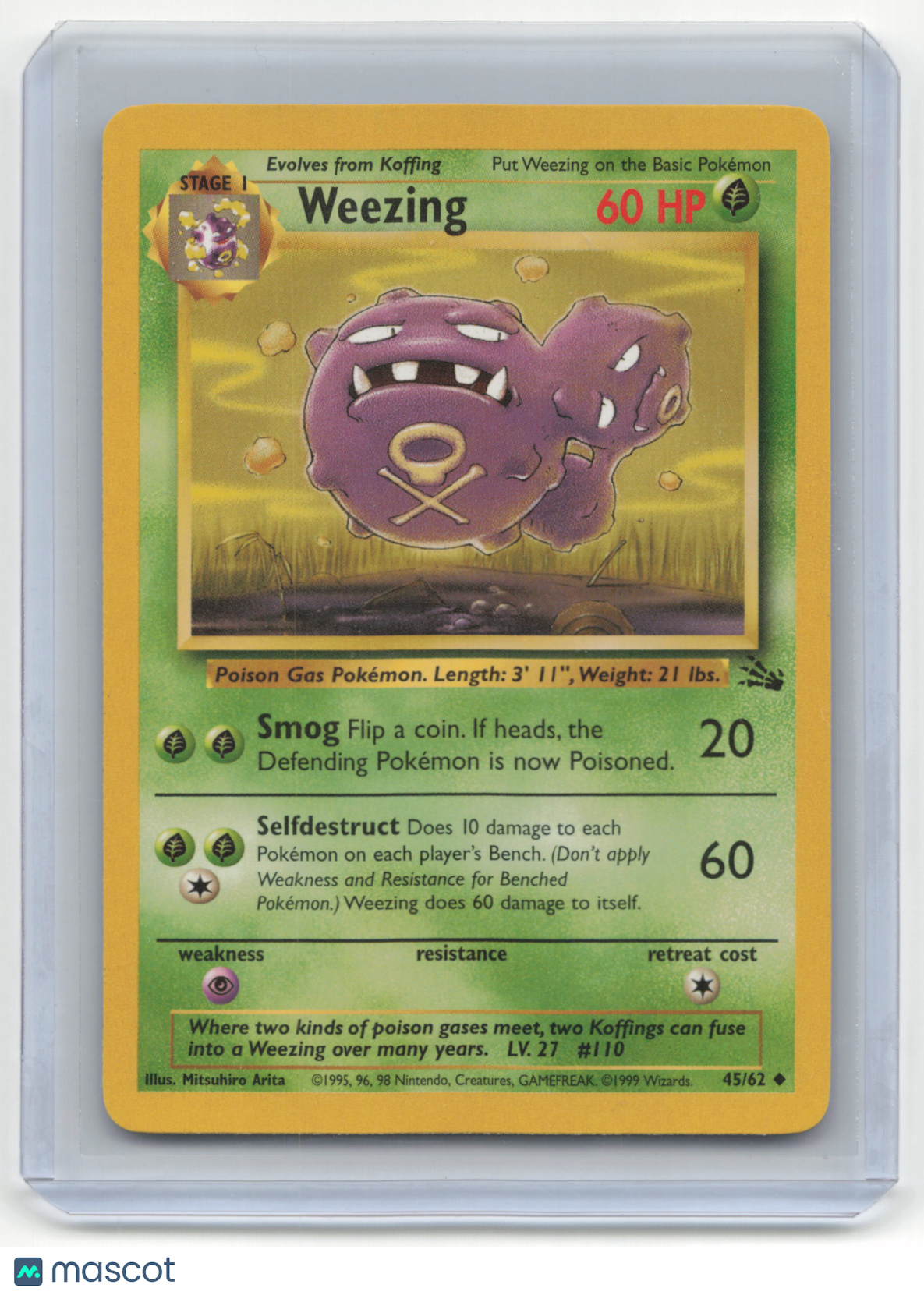 1999 Pokemon Weezing Fossil #45/62