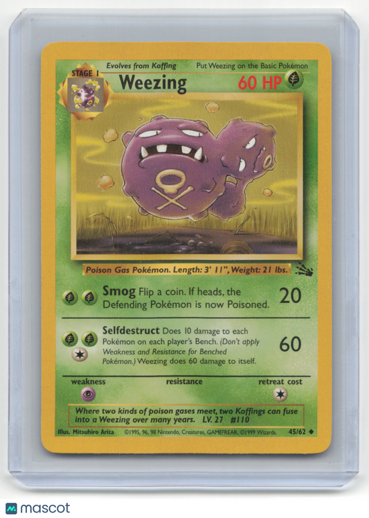 1999 Pokemon Weezing Fossil #45/62