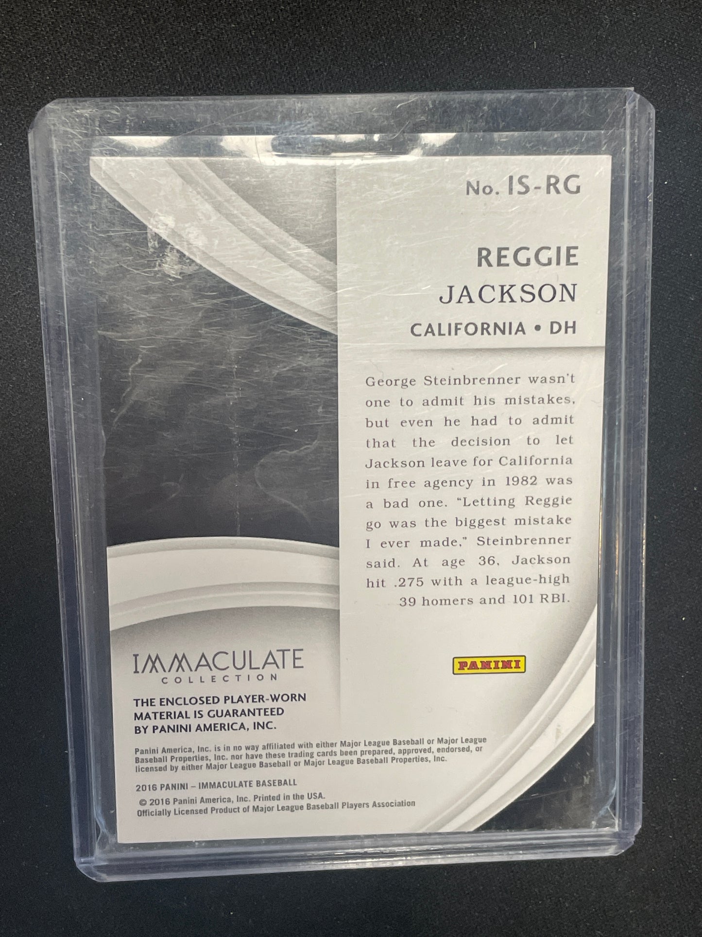 Immaculate Baseball Reggie Jackson Relic /99