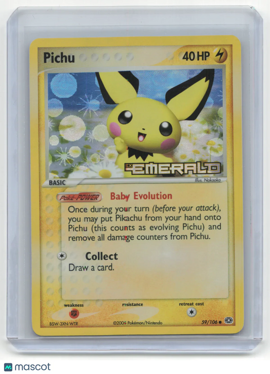 2005 Pokemon Pichu EX Emerald #59/106 Stamped Holo - Papa Joey's Collectibles