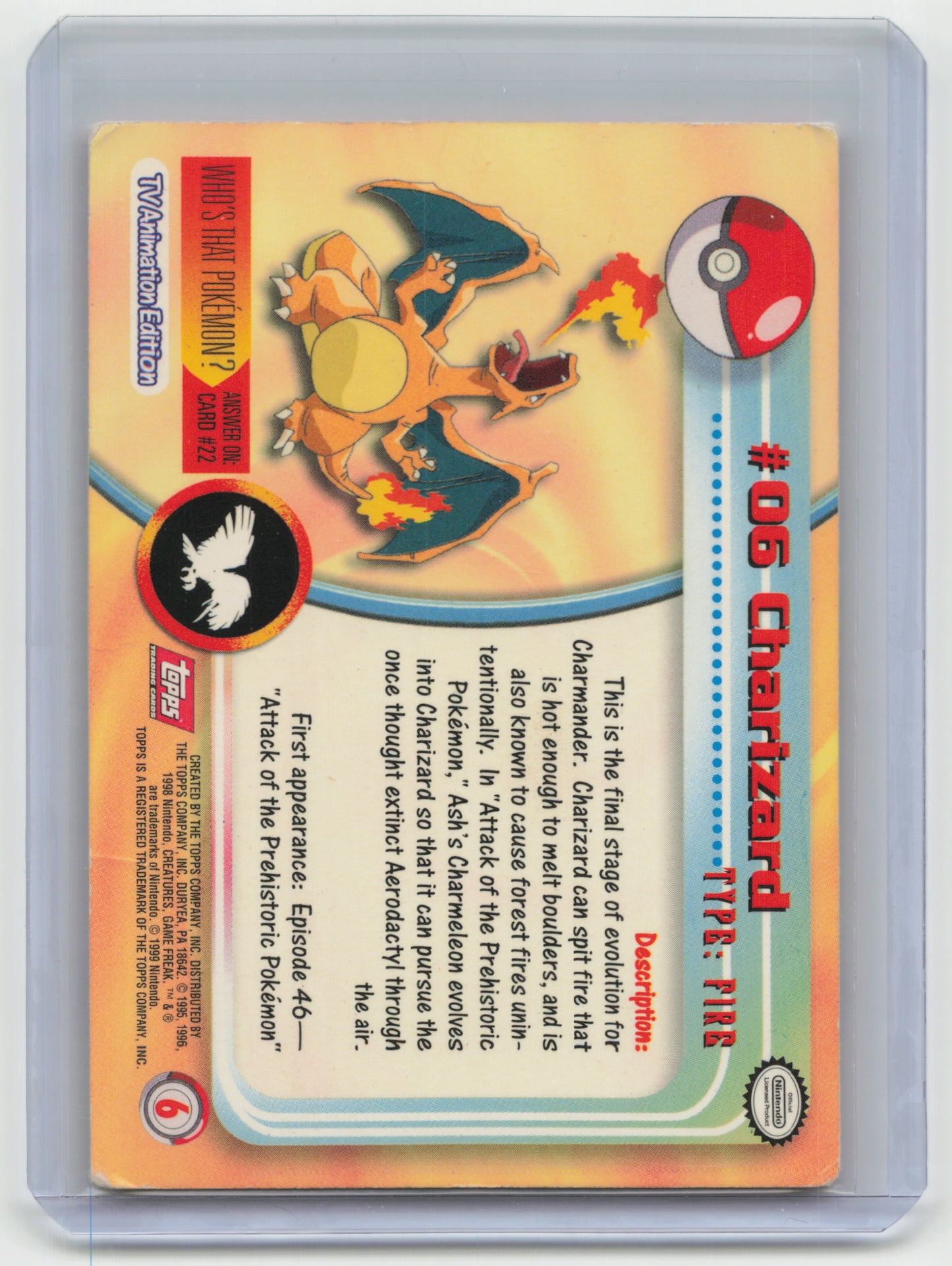 Charizard 1999 Topps Pokemon #06 Light Played