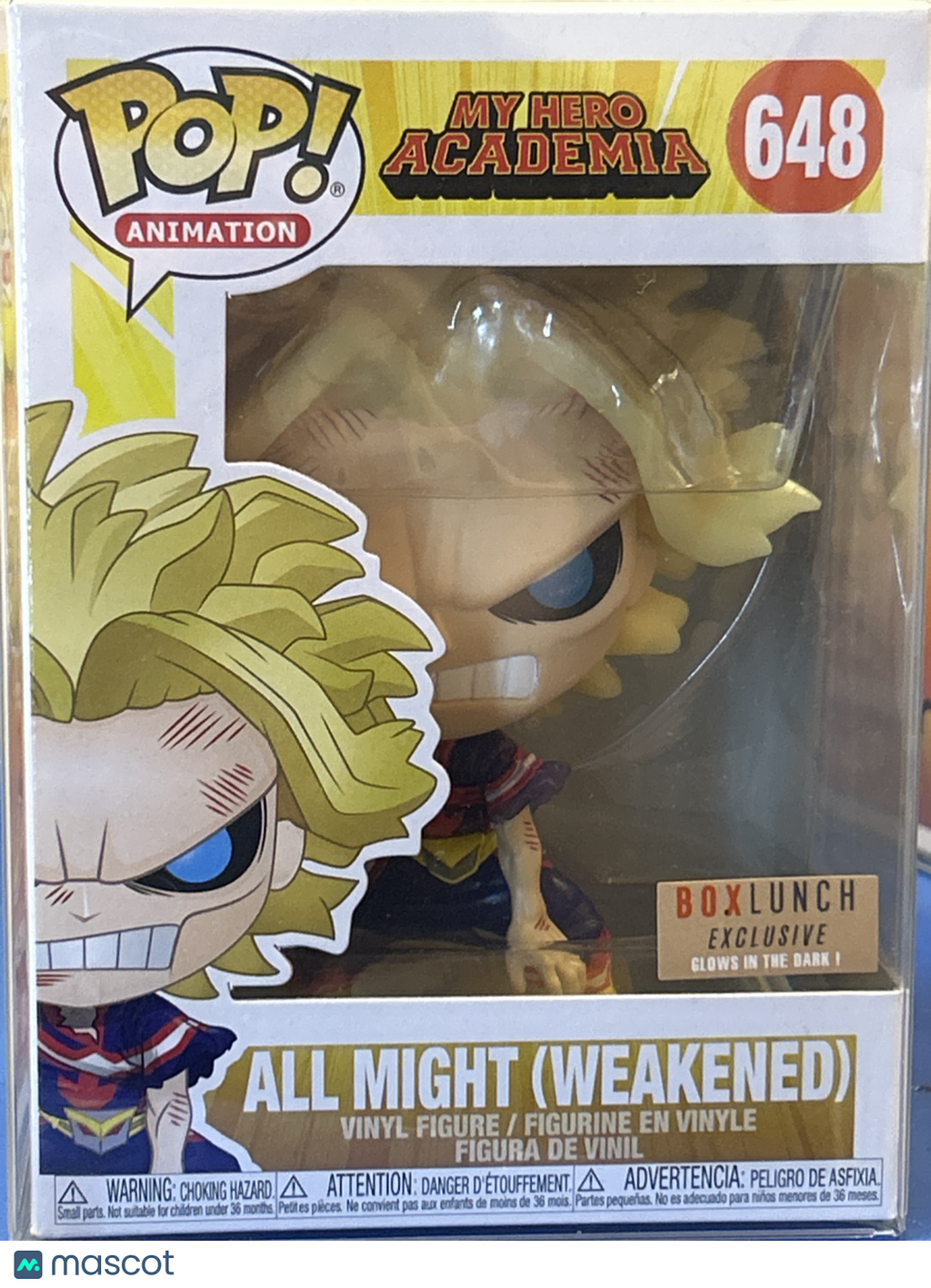 Funko My Hero Academia All Might (Weakened) #648 (Very Good) Box Lunch GITD