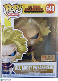 Funko My Hero Academia All Might (Weakened) #648 (Very Good) Box Lunch GITD