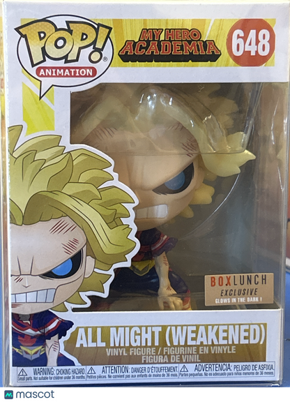 Funko My Hero Academia All Might (Weakened) #648 (Very Good) Box Lunch GITD