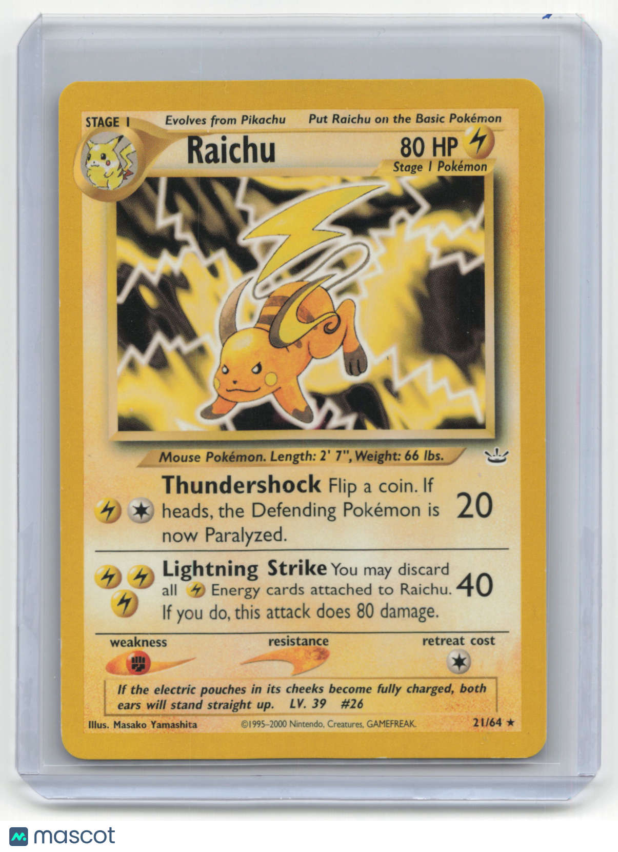 2000 Pokemon TCG Raichu Neo Revelation #21/64 Basic