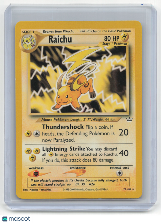 2000 Pokemon TCG Raichu Neo Revelation #21/64 Basic