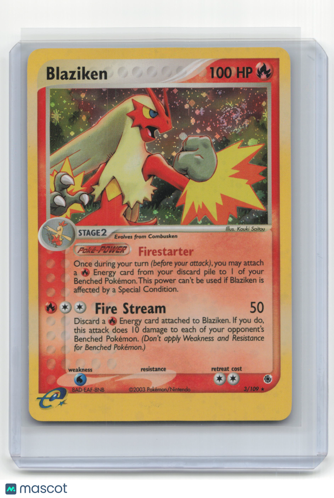2003 Pokemon TCG Blaziken EX Ruby & Sapphire #3/109 Lightly Played Holo Swirl
