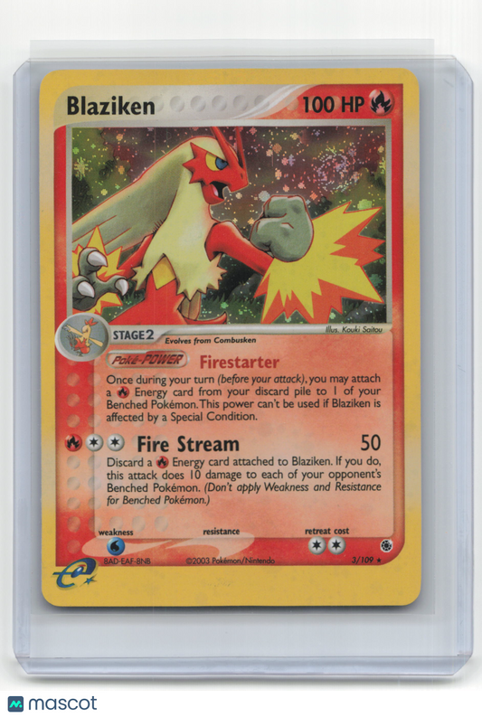 2003 Pokemon TCG Blaziken EX Ruby & Sapphire #3/109 Lightly Played Holo Swirl