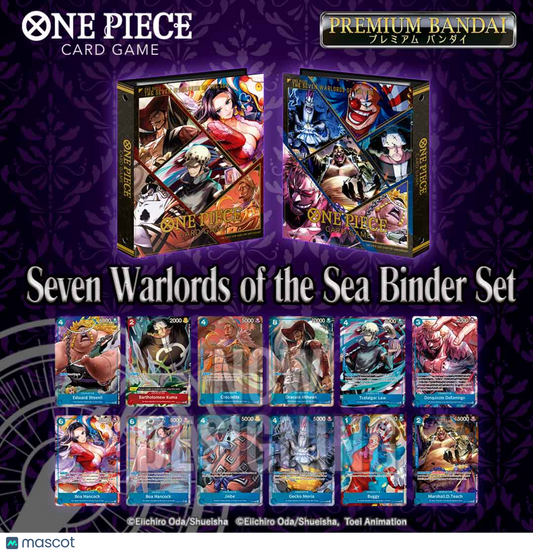 One Piece Premium Bandai Seven Warlords of the Sea Binder Set +12 Bonus Cards!