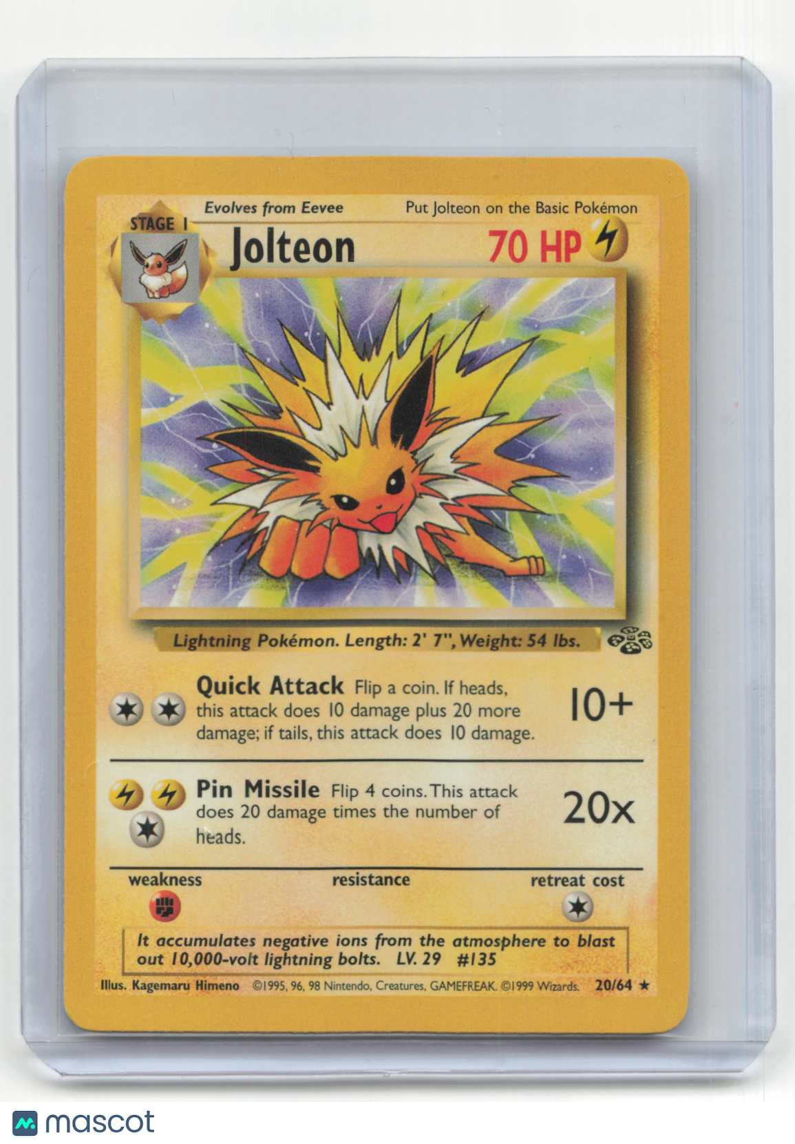 1999 Pokemon Jolteon Jungle #20/64 Light Played Unlimited