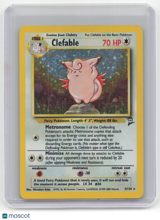 1999 Pokemon TCG Clefable Base Set 2 #5/134 - Papa Joey's Collectibles