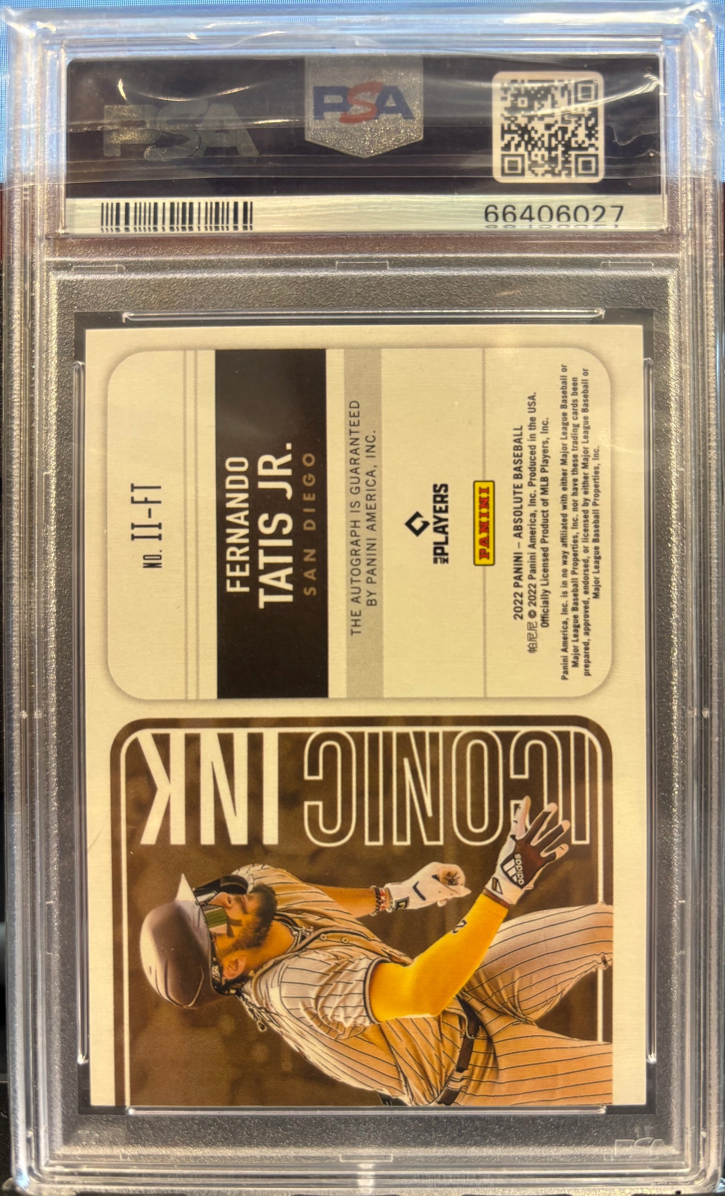 2022 Panini Absolute Iconic Ink Baseball Fernando Tatis JR. 056/199 #FT PSA 9