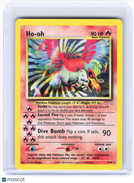 2000 Pokemon—Ho-Oh #7/64 Neo Revelation—Rare Holo [Lightly Played]