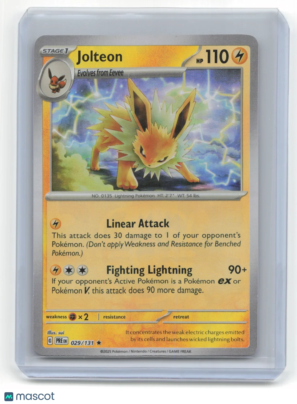 2025 Pokemon TCG Jolteon Prismatic Evolutions #029/131 MasterBall Holo - Papa Joey's Collectibles