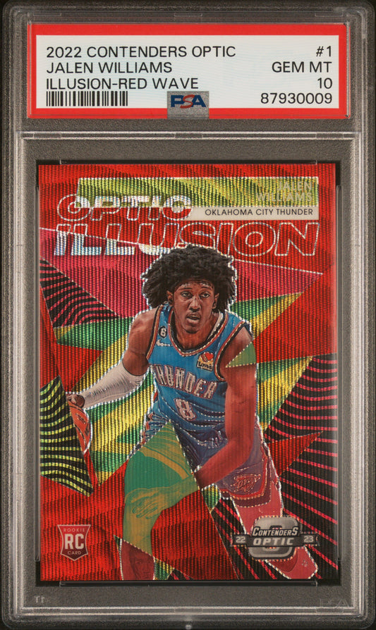 2022-23 Contenders Optic Jalen Williams Asia Red Wave PSA 10