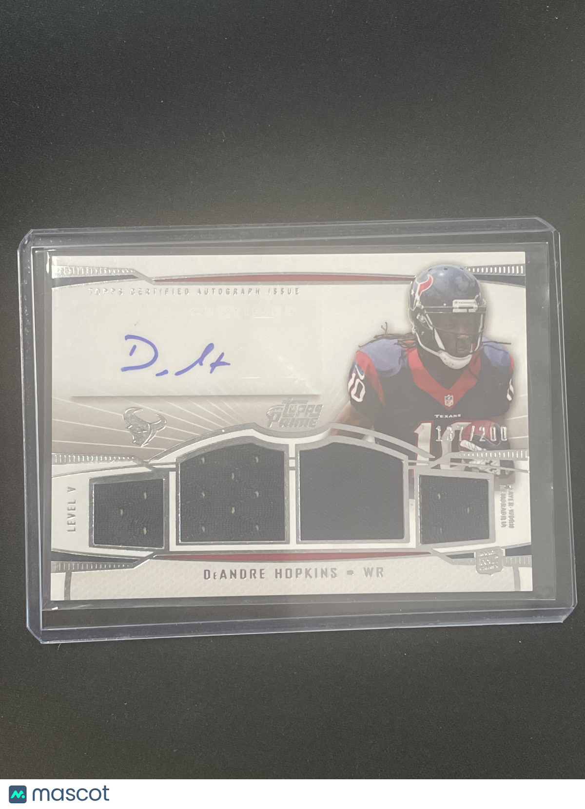 2013 Topps Prime Football Deandre Hopkins Autograph Relic /200 #PV-DH