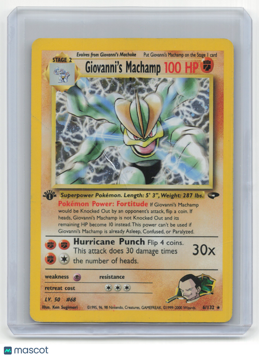 2000 Pokemon TCG Giovanni's Machamp Gym Challenge #6/132 DMG 1st Ed Holo