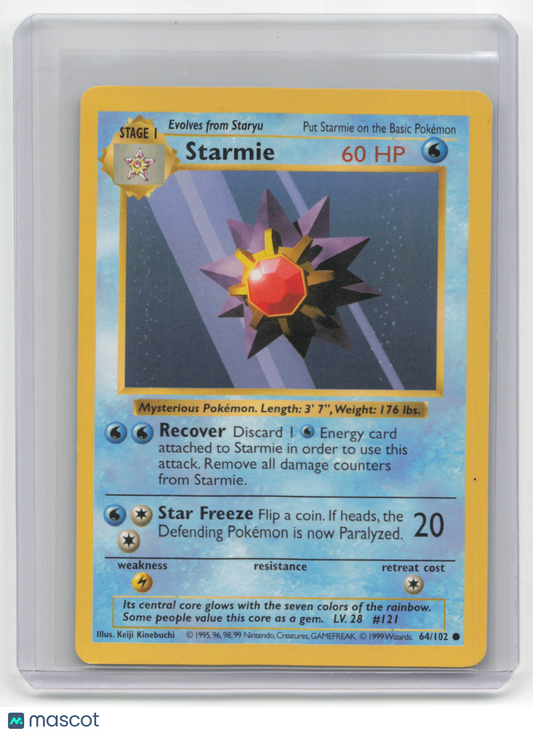 1999 Pokemon TCG Starmie Base Set #64/102 Shadowless
