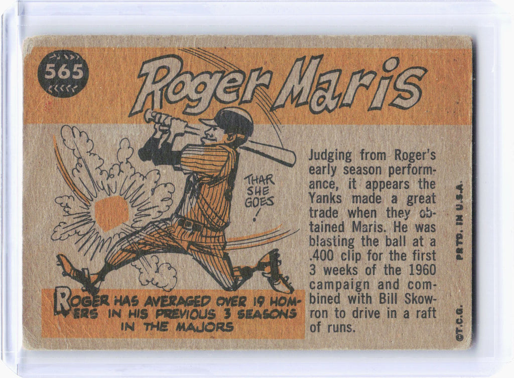 Topps 1960 Sport Magazine '60 All-Star Selection Baseball—Roger Maris #565 —Poor