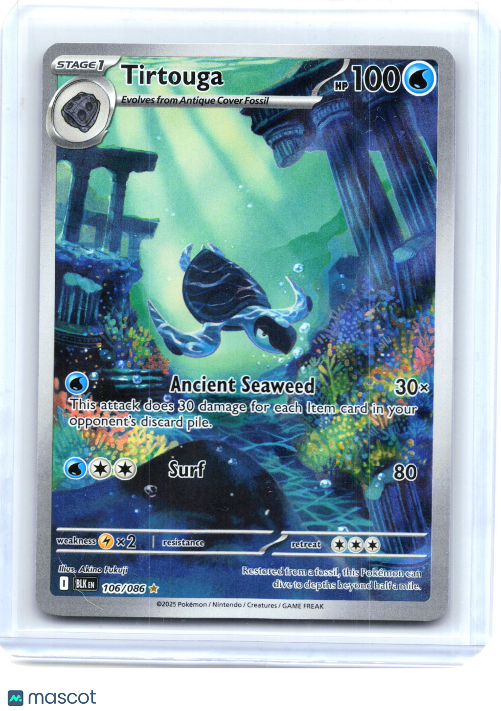 2025 Pokemon—Tirtouga #106/86 Black Bolt—Illustration Rare Holo