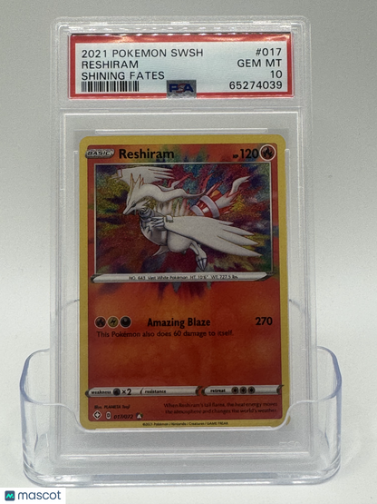 2021 Pokemon—Reshiram #017 Shining Fates—Amazing Rare Holo PSA 10