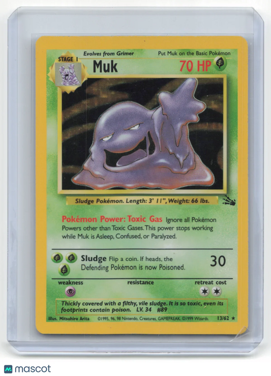 1999 Pokemon Muk Fossil #13/62 Holo Lightly Played - Papa Joey's Collectibles