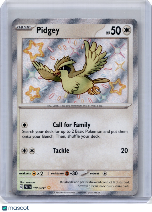 2024 Pokemon Pidgey Scarlet & Violet Paldean Fates #196/091