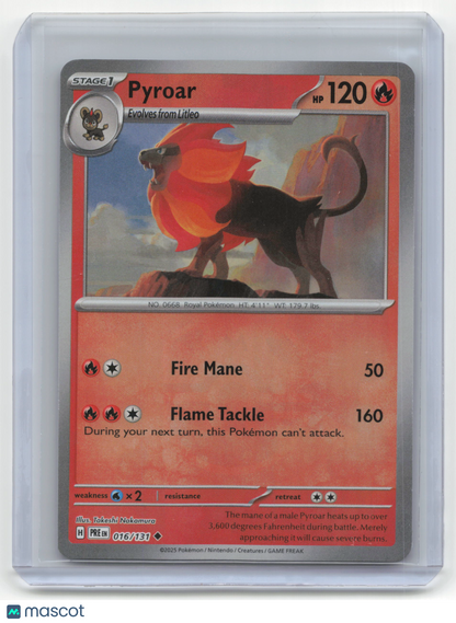 2024 Pokemon TCG—Pyroar #016/131 Prismatic Evolutions— Masterball