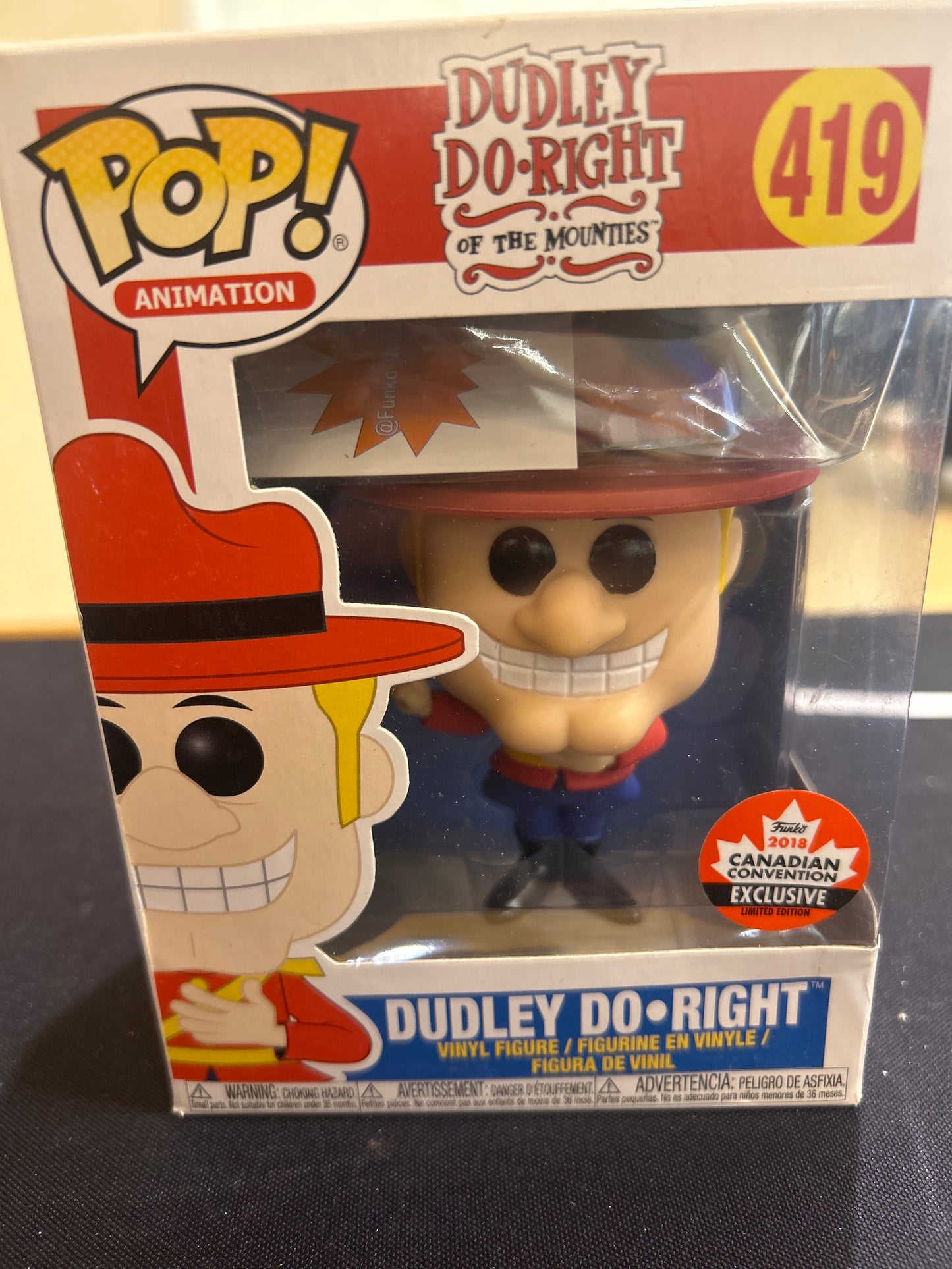 POP! Animation DUDLEY DO-RIGHT OF THE MOUNTIES 419 DUDLEY DO RIGHT 18' Canadian Convention Exclusive