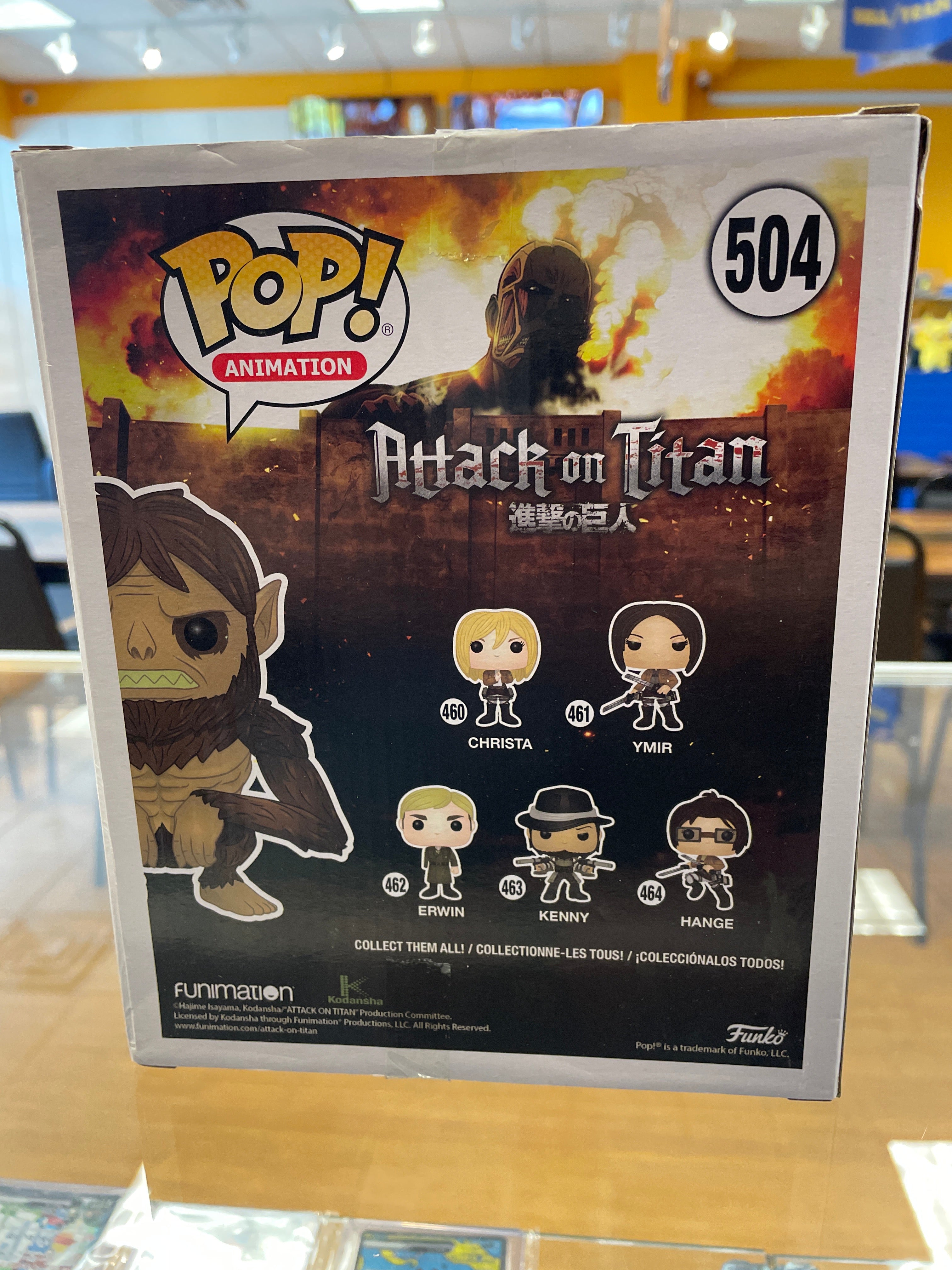 Funko AOT Beast Titan #504 (VG) Hot Topic Exclusive Jason Liebrecht Auto JSA
