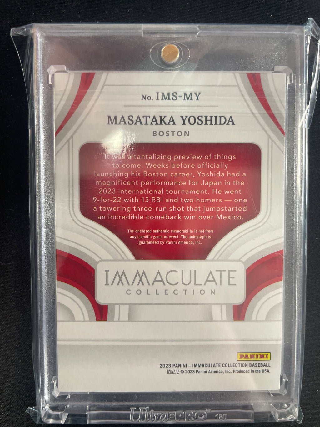 2023 Panini Immaculate Collection Baseball Masataka Yoshida 17/25 #IMS-SR Excellent