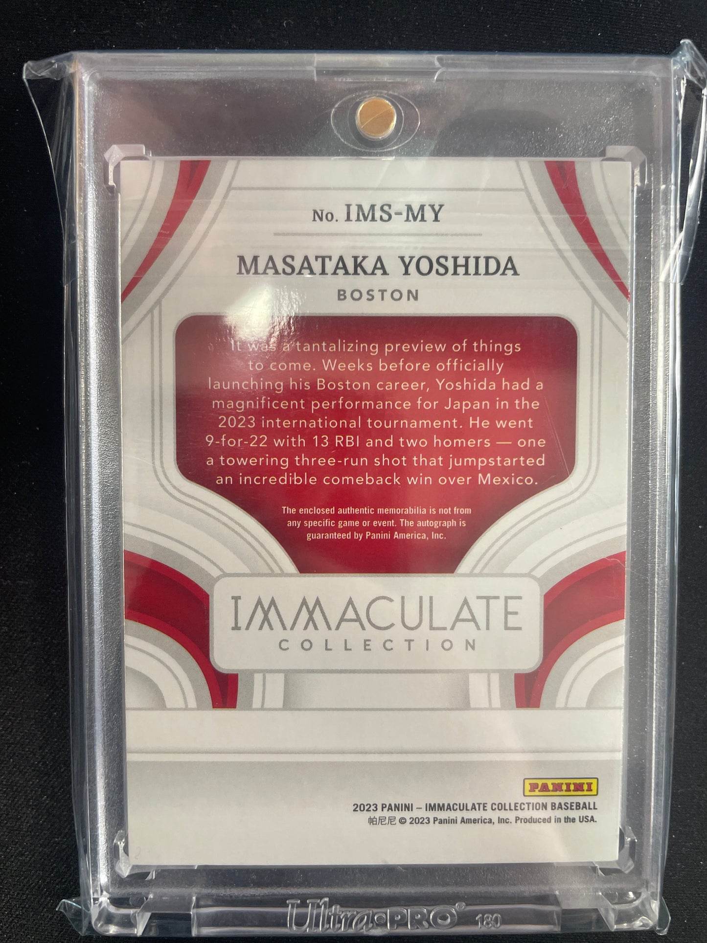 2023 Panini Immaculate Collection Baseball Masataka Yoshida 17/25 #IMS-SR Excellent