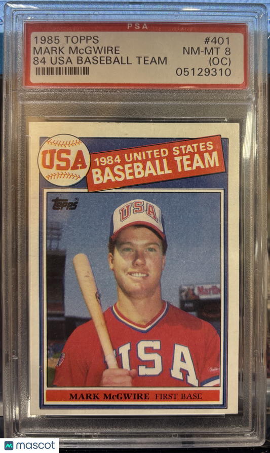 1985 Topps Baseball Mark Mcgwire Oc 1984 Usa Baseball Team #401 PSA 8