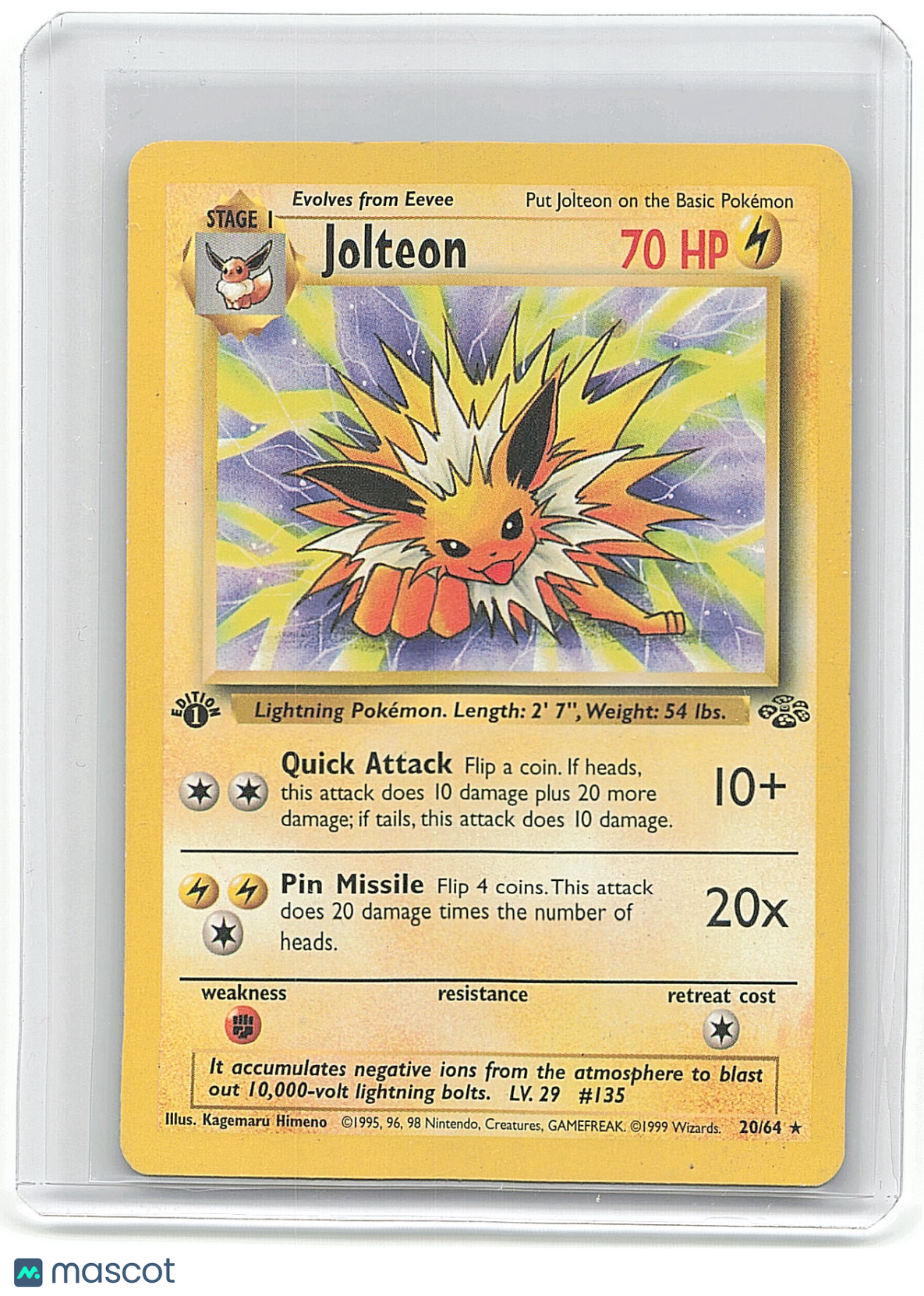 1995 Pokemon Jolteon #29/64 1st Edition