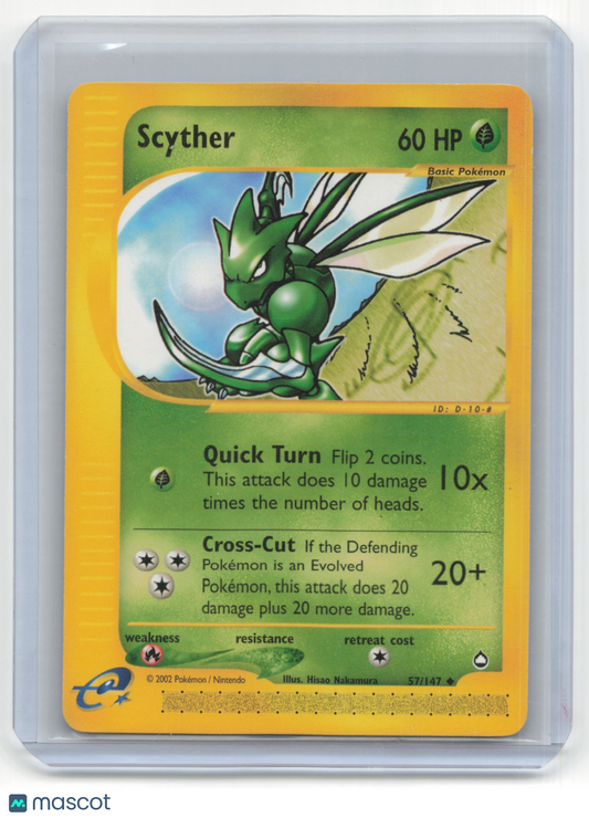 2002 Pokemon Scyther Aquapolis #57/147 Light Played
