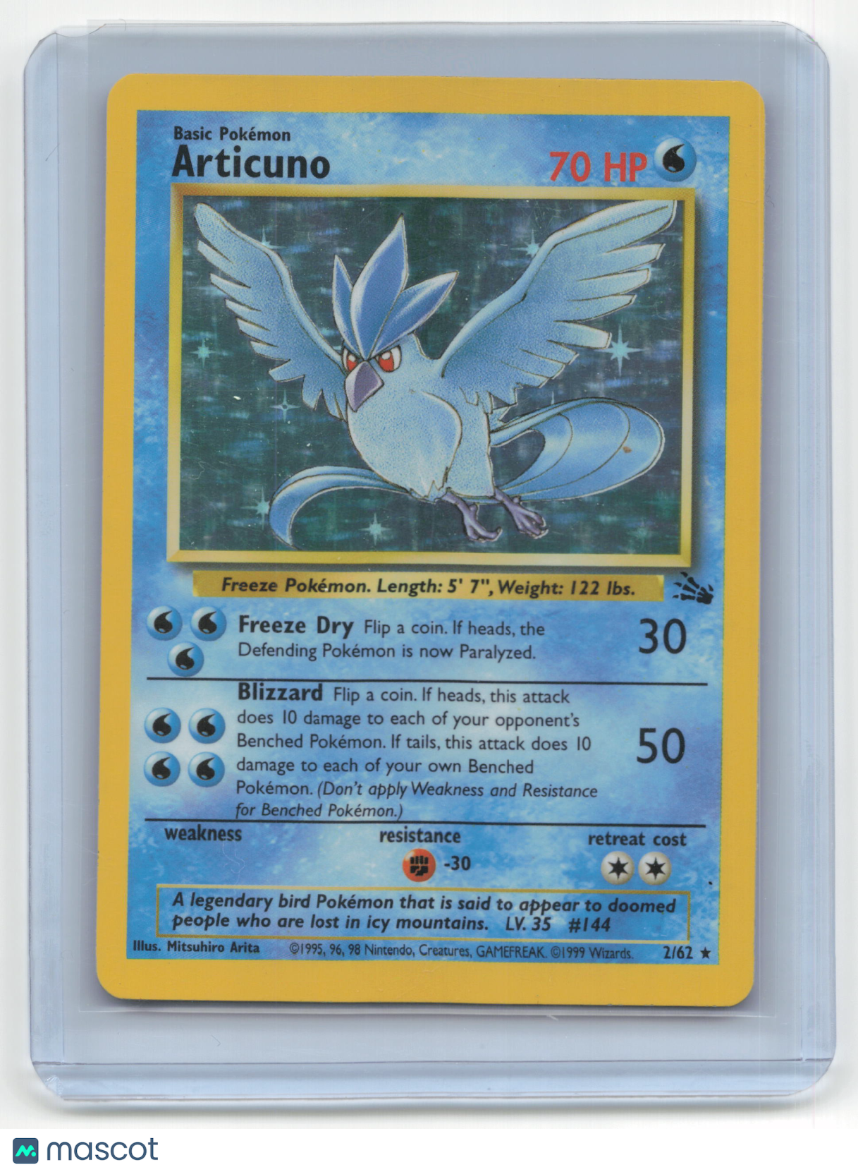 1999 Pokemon TCG Articuno Fossil #2/62 Heavily Played Holo