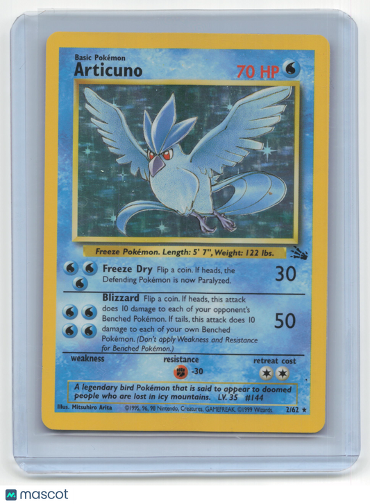 1999 Pokemon TCG Articuno Fossil #2/62 Heavily Played Holo