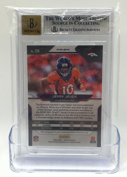 2020 Panini Prizm Football—Jerry Jeudy #314 Green —BGS 9 Auto 10