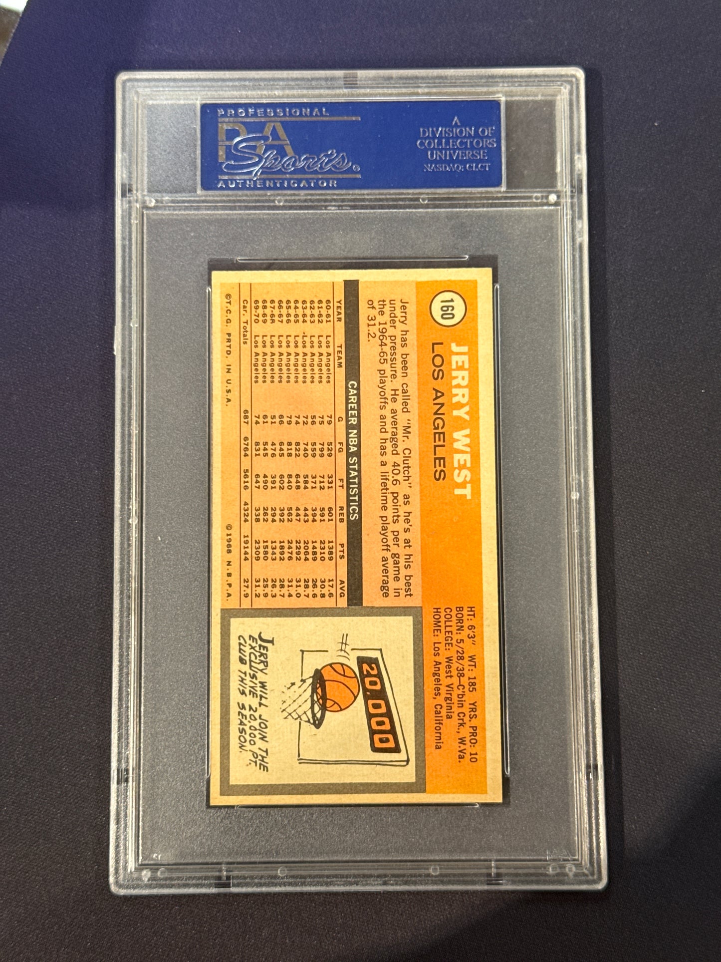 1970 Topps Basketball Jerry West #160 PSA 7.5