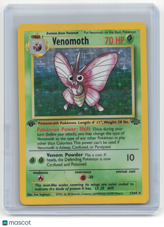 1999 Pokemon TCG Venomoth Jungle #13/64 Damaged 1st Ed Holo