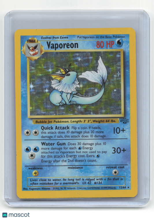 1999 Pokemon TCG Vaporeon Jungle #12/64 Lightly Played Holo