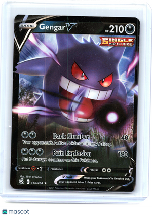 2021 Pokemon—Gengar V #156/264 Fusion Strike—Ultra Rare Holo