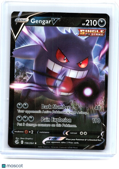 2021 Pokemon—Gengar V #156/264 Fusion Strike—Ultra Rare Holo