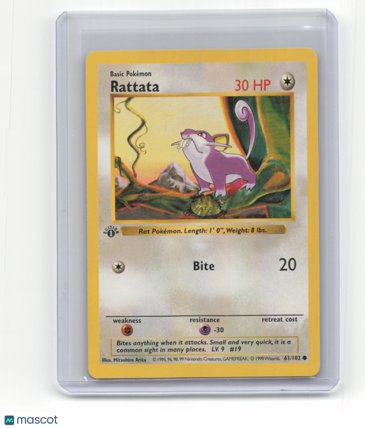 1999 Pokemon TCG Rattata Base Set #61/102 1st Edition Shadowless