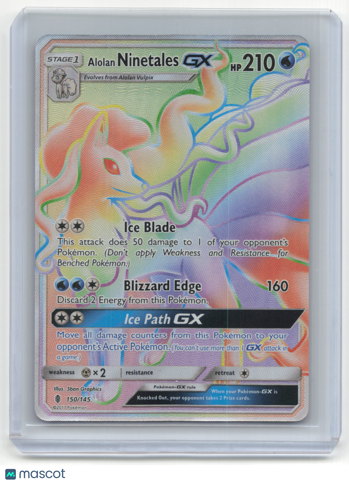 2017 Pokemon Alolan Ninetales GX Guardians Rising #150/145 Lightly Played